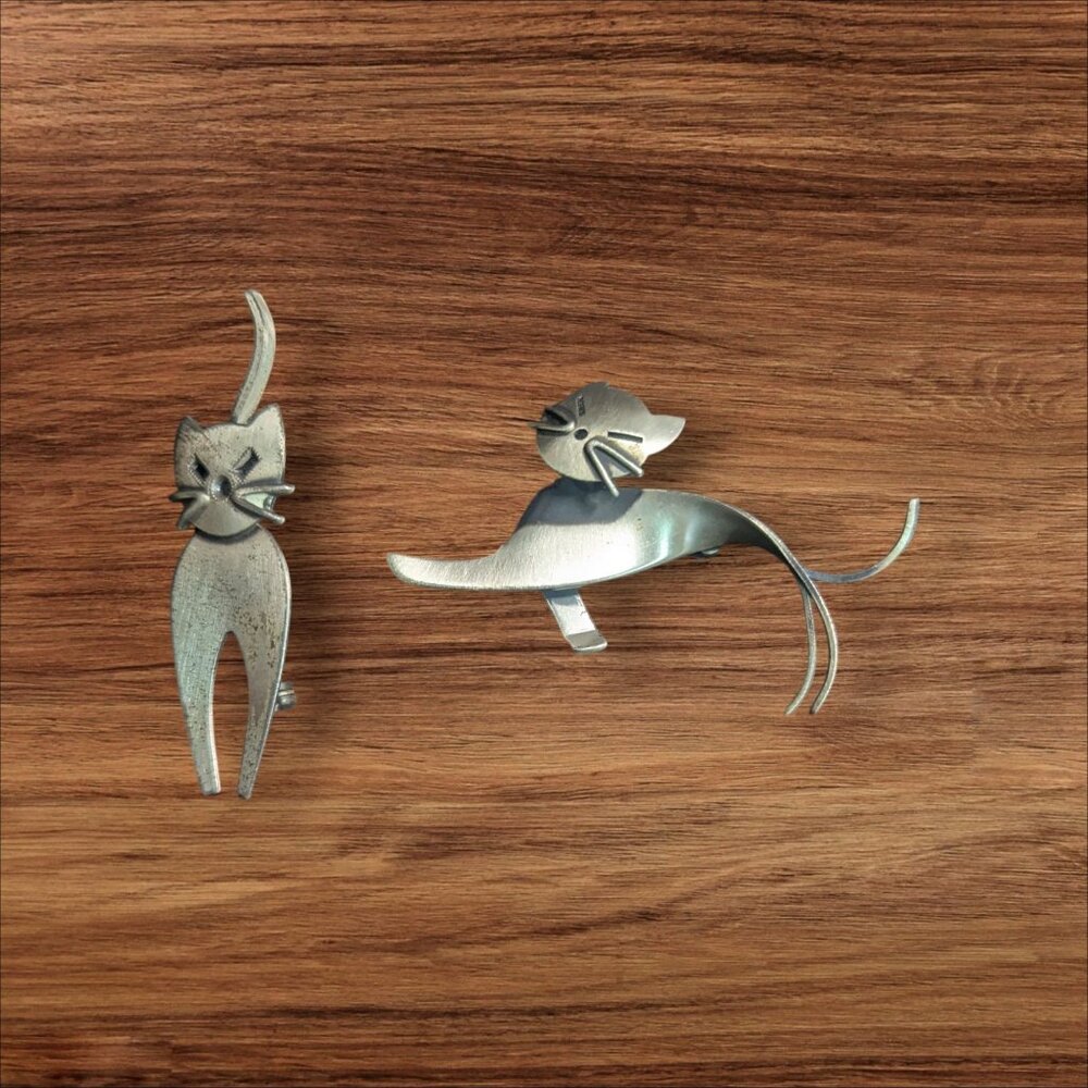 Sterling Silver Cat-Brooches By Beaucraft & Jane Art  Funky Feline‎ Jewelry